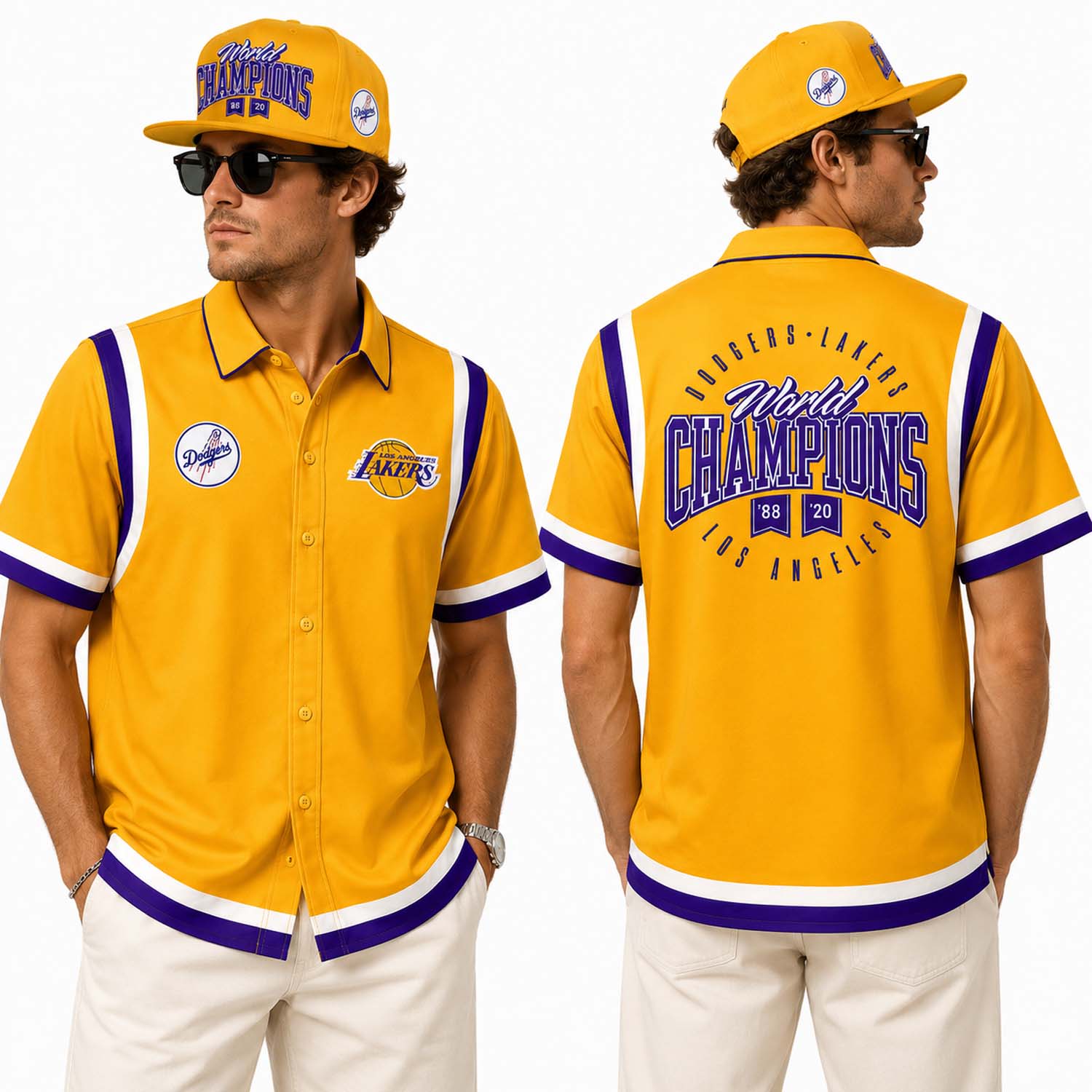 LA Dodgers LA Lakers Night Hawaiian Shirt
