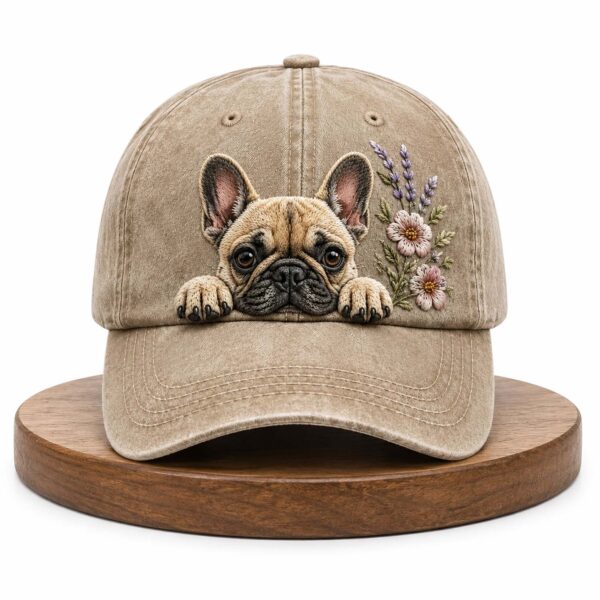 French Bulldog Floral Embroidered Hat