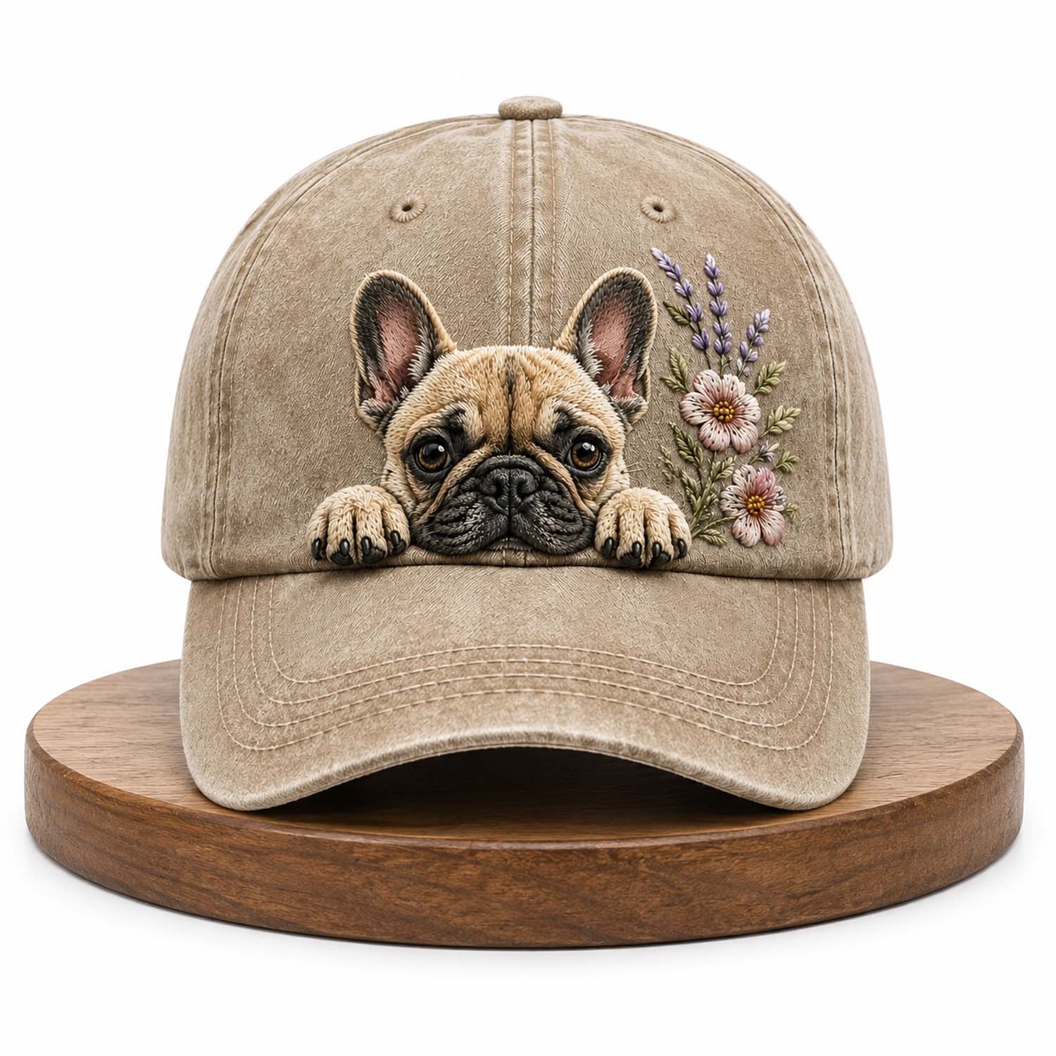 French Bulldog Floral Embroidered Hat