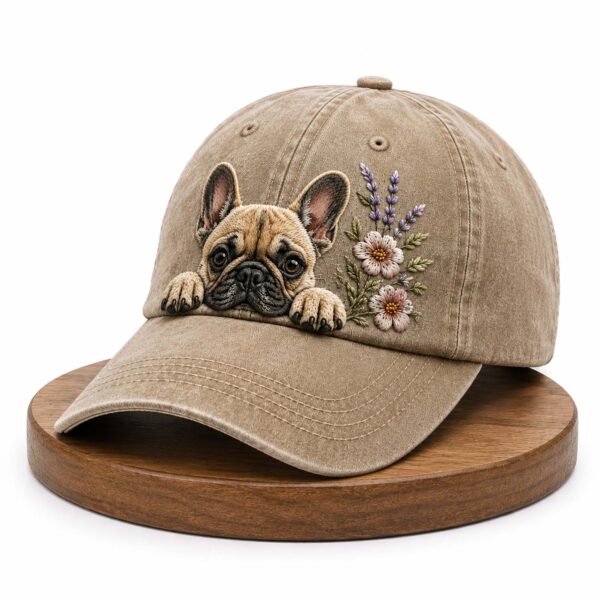 French Bulldog Floral Embroidered Hat