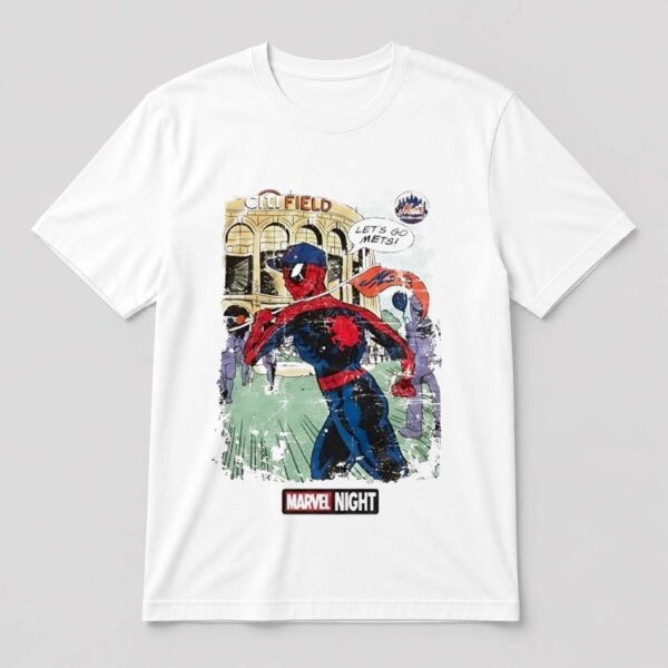 Spider Man Marvel Night at Citi Field Let’s Go Mets Shirt